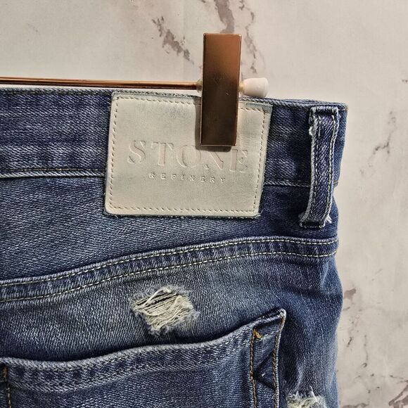 Stone Refinery Jeans Mens 29 X 32 Denim The Clyde Stone Distressed Slim Straight - Picture 13 of 14
